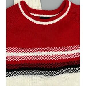 Southpole Womens Y2K Crew Neck Sweater Red White Black Acrylic Size L